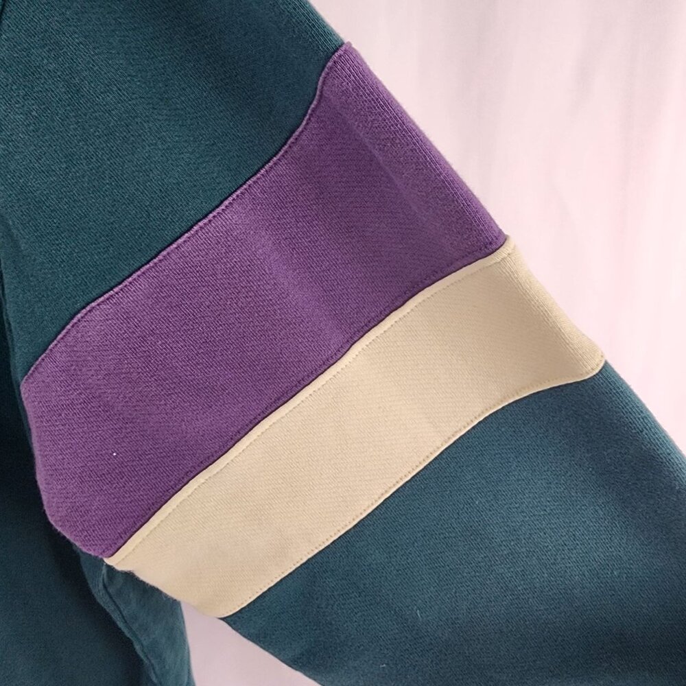 Levis Mens Relaxed Fit Hoodie L Green With Purple & Cream Stripes - Picture 5 of 16
